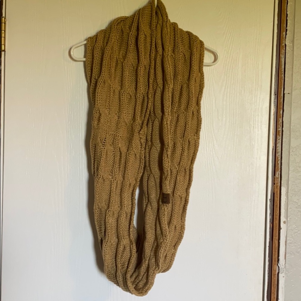 Tan Cable Knit Infinity Scarf
